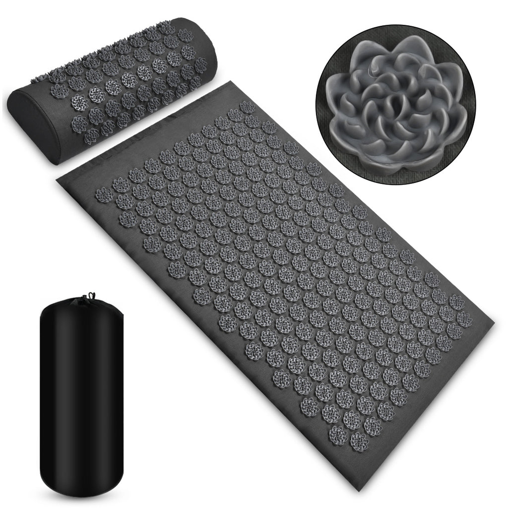 Acupressure mat charcoal grey set with carry bag