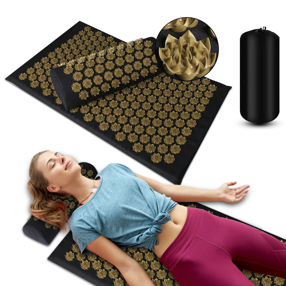 ZenFlow acupressure mat and pillow set natural stone colour