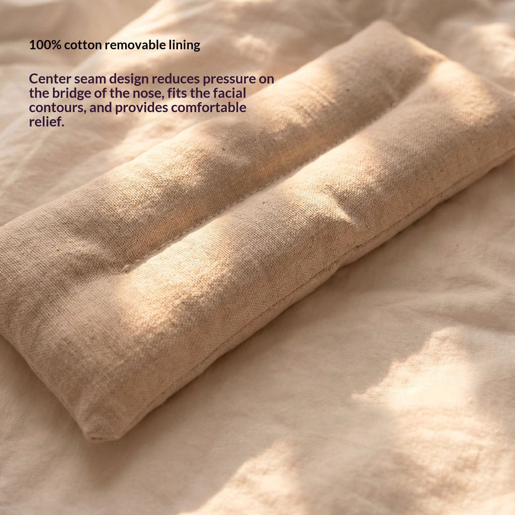 Weighted eye pillow light grey natural linen texture