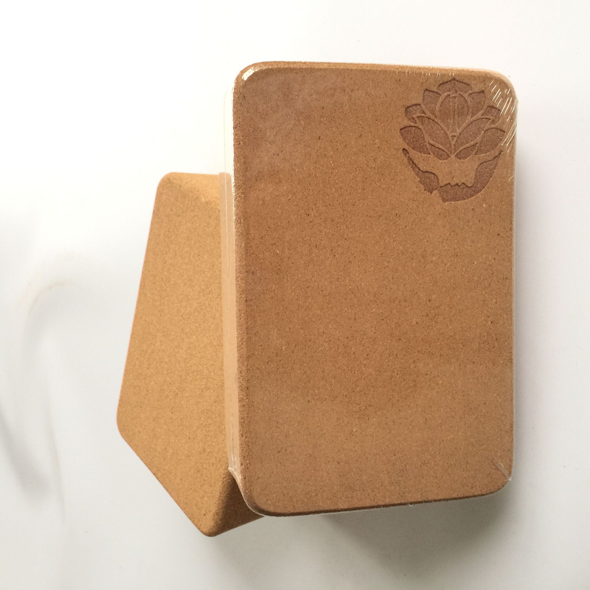 Natural cork yoga block single piece